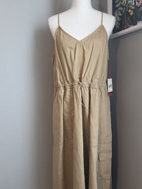 Woolrich Khaki Elastic Waist Cargo Midi Dress Size XL